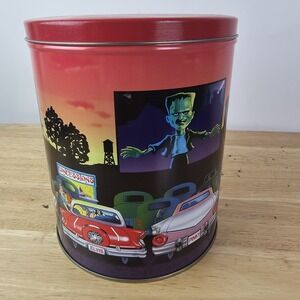 Trail's End Gourmet "1950s Drive-In Movie" Theme Frankenstein Popcorn Tin Empty